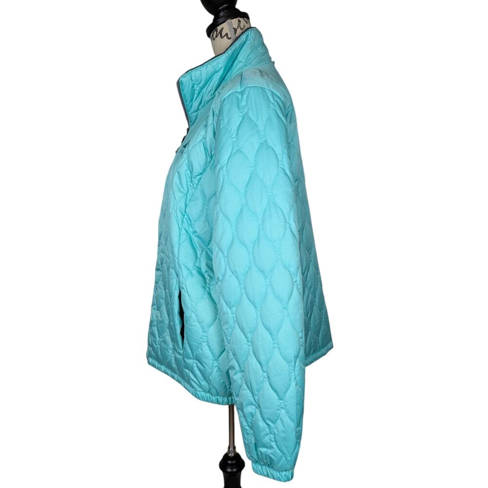 Gerry Puffer Jacket Blue Green Seafoam with Gray Trim Size XL Womens Quilted - Picture 3 of 16